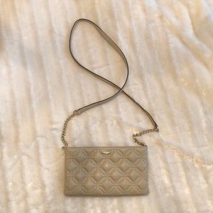 Light taupe Kate Spade quilted crossbody